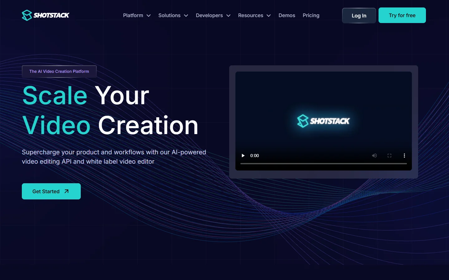 Shotstack homepage showing its video editing API
