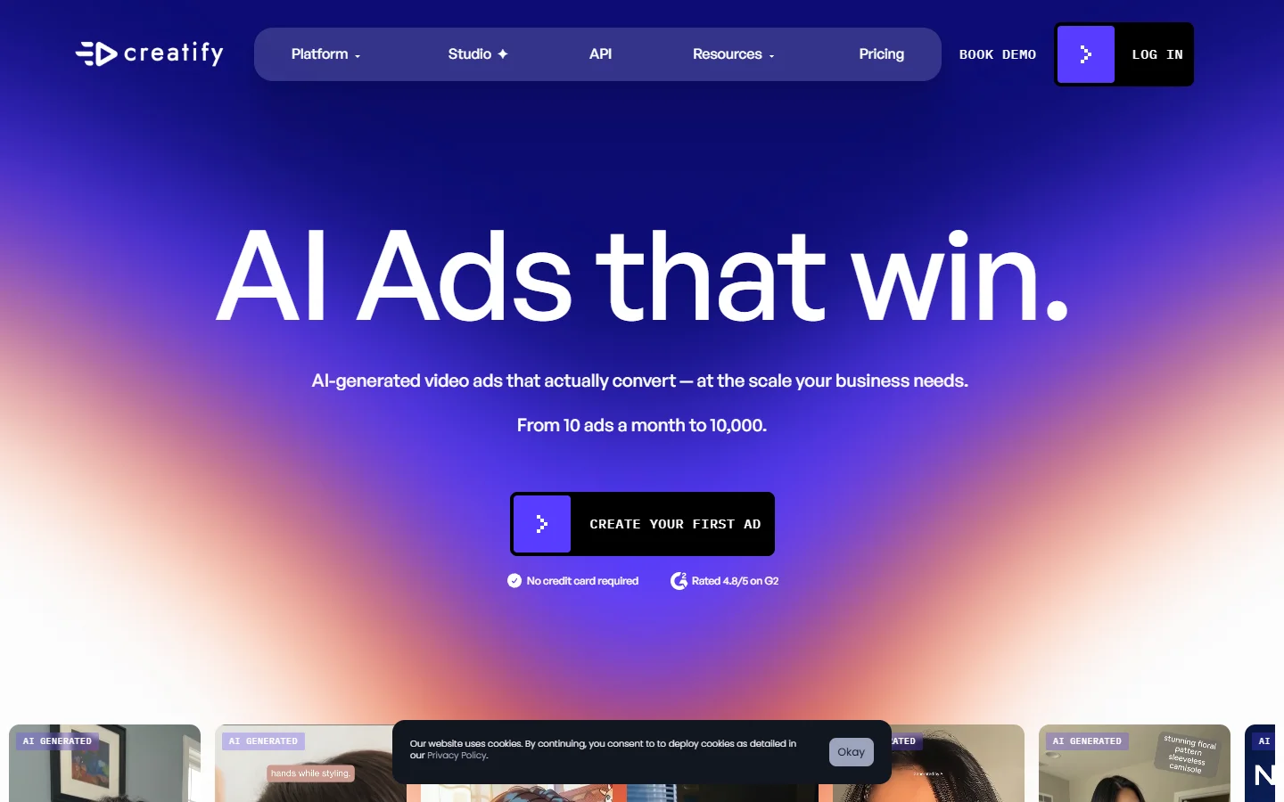 Creatify homepage