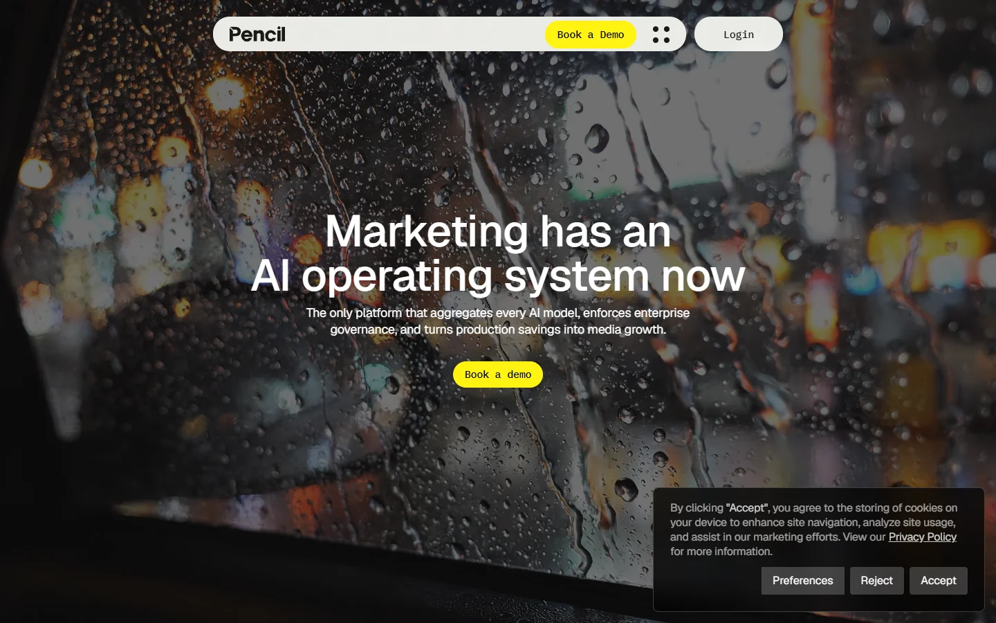 Pencil homepage showing AI ad creative performance predictions
