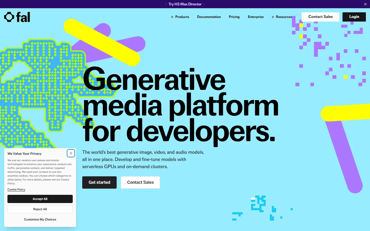 fal AI inference platform homepage with model catalogue